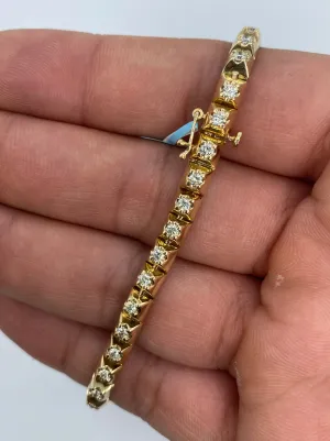 14K 5MM Castle Diamond Bracelet 8"