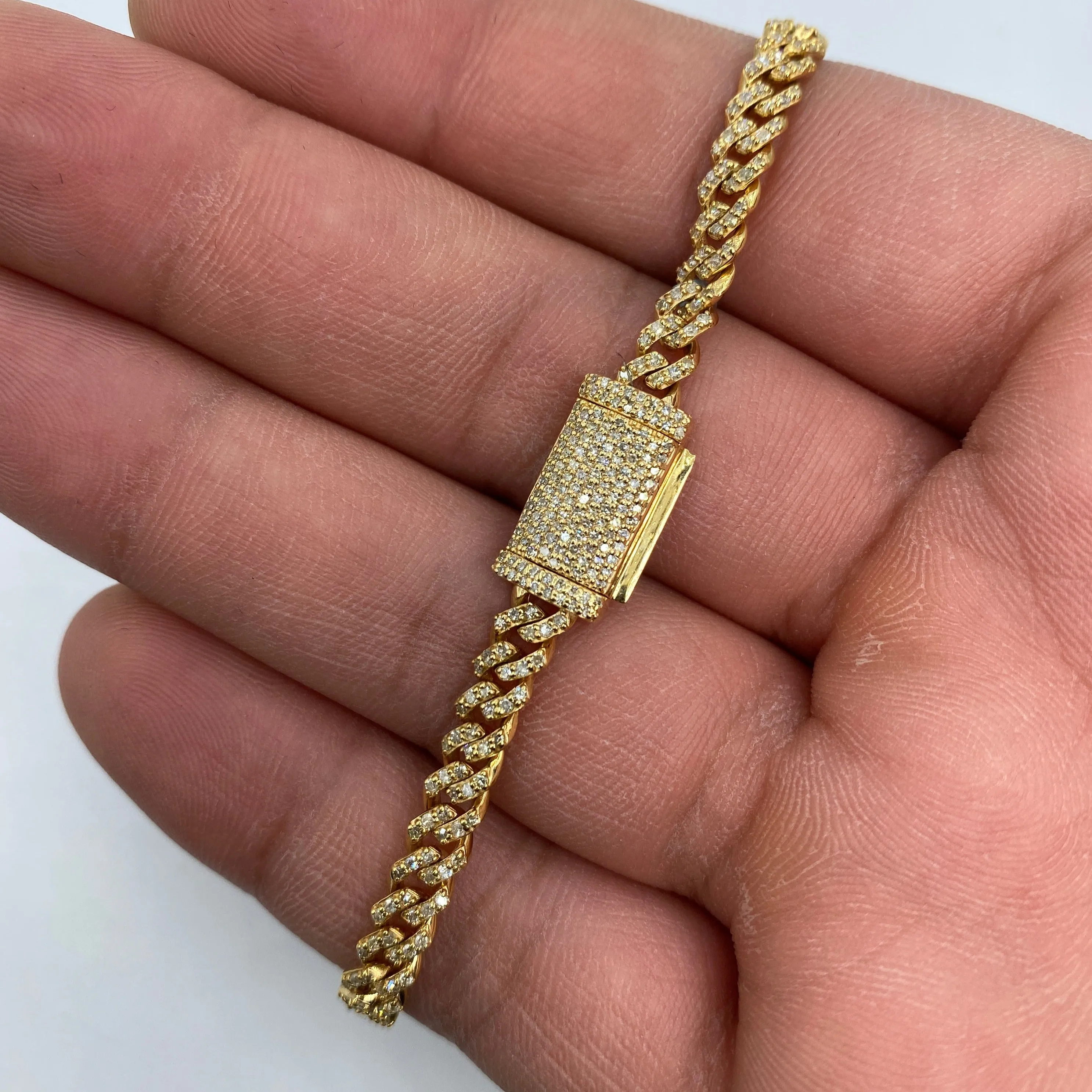 14K 5MM Cuban Link Diamond Bracelet 7-8"