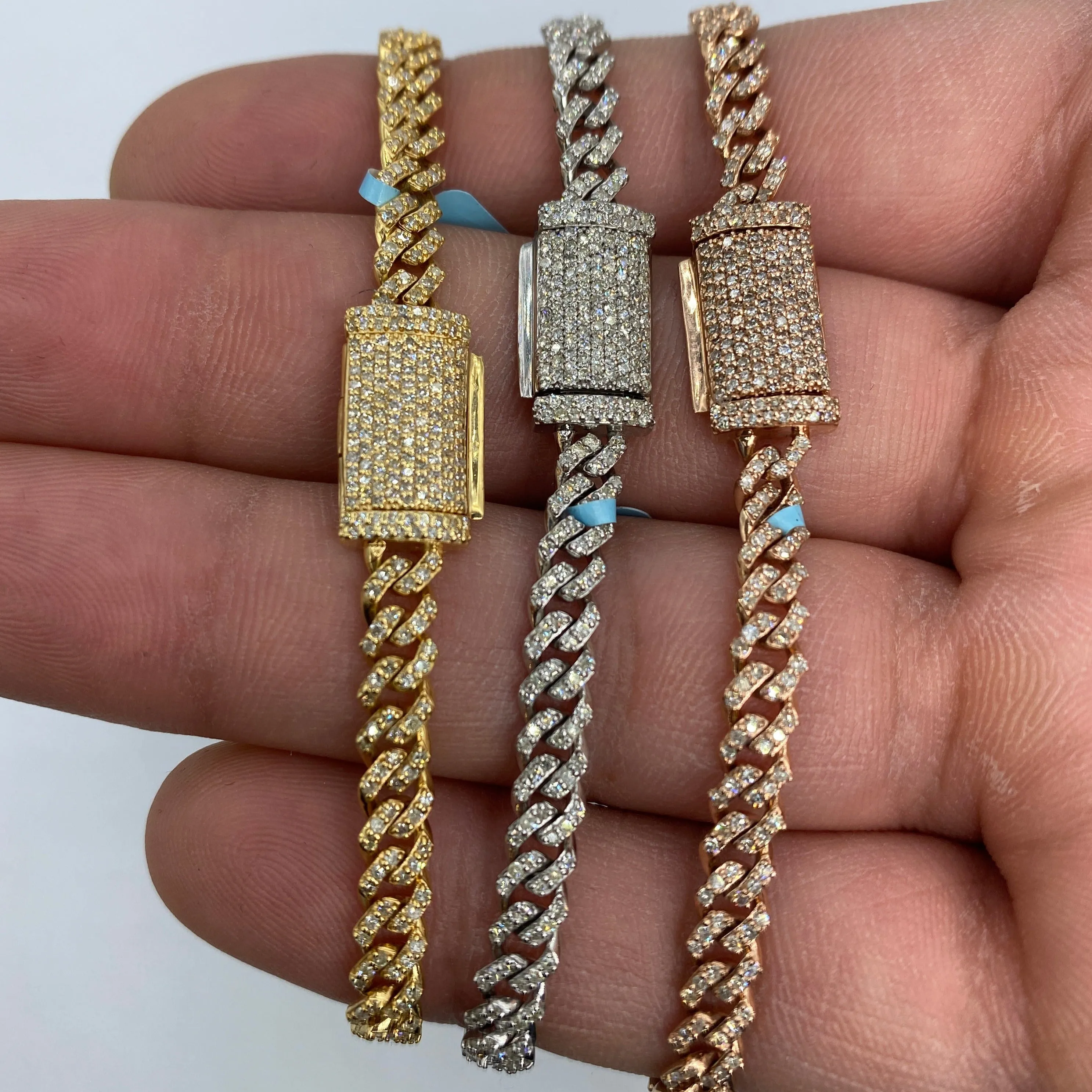 14K 5MM Cuban Link Diamond Bracelet 7-8"