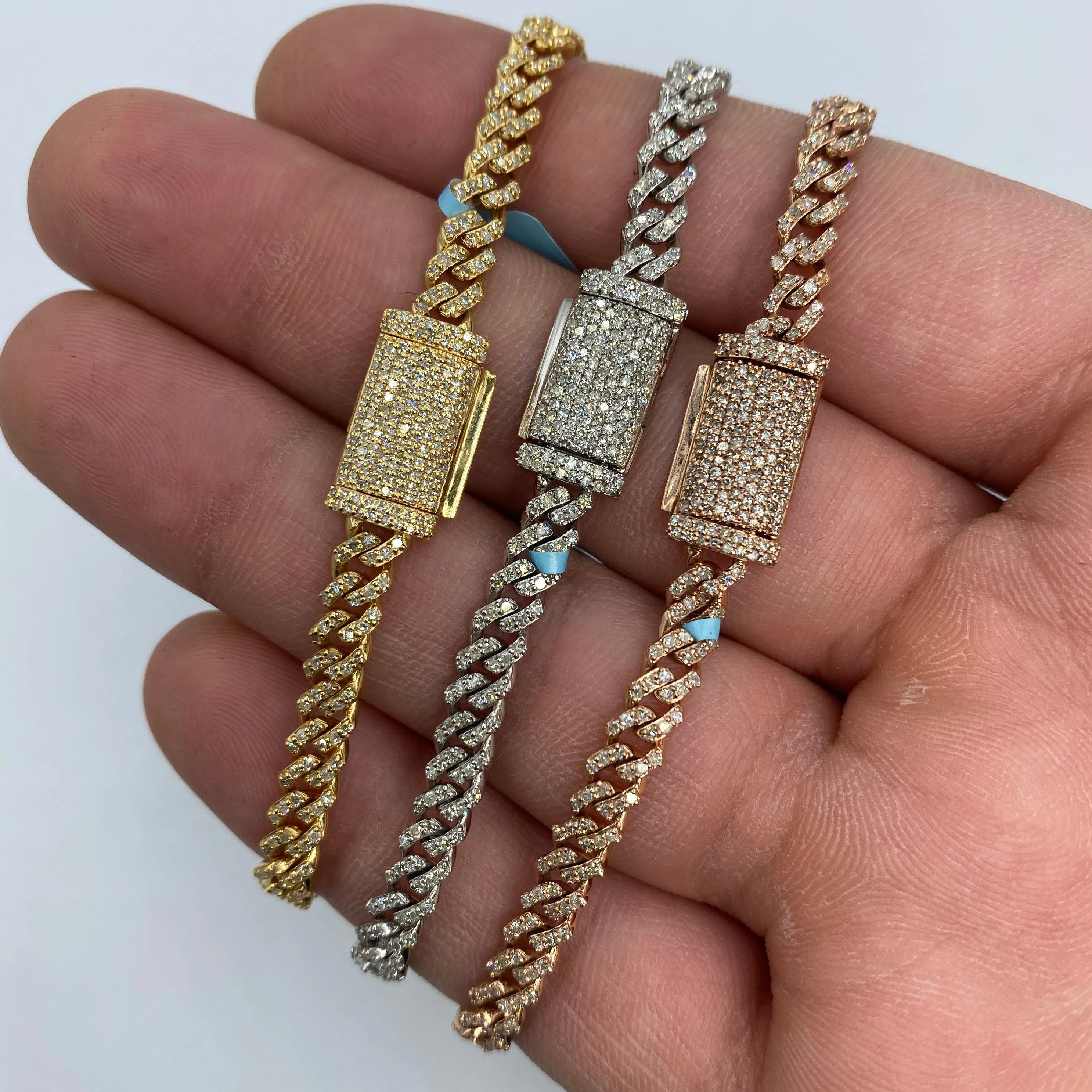 14K 5MM Cuban Link Diamond Bracelet 7-8"
