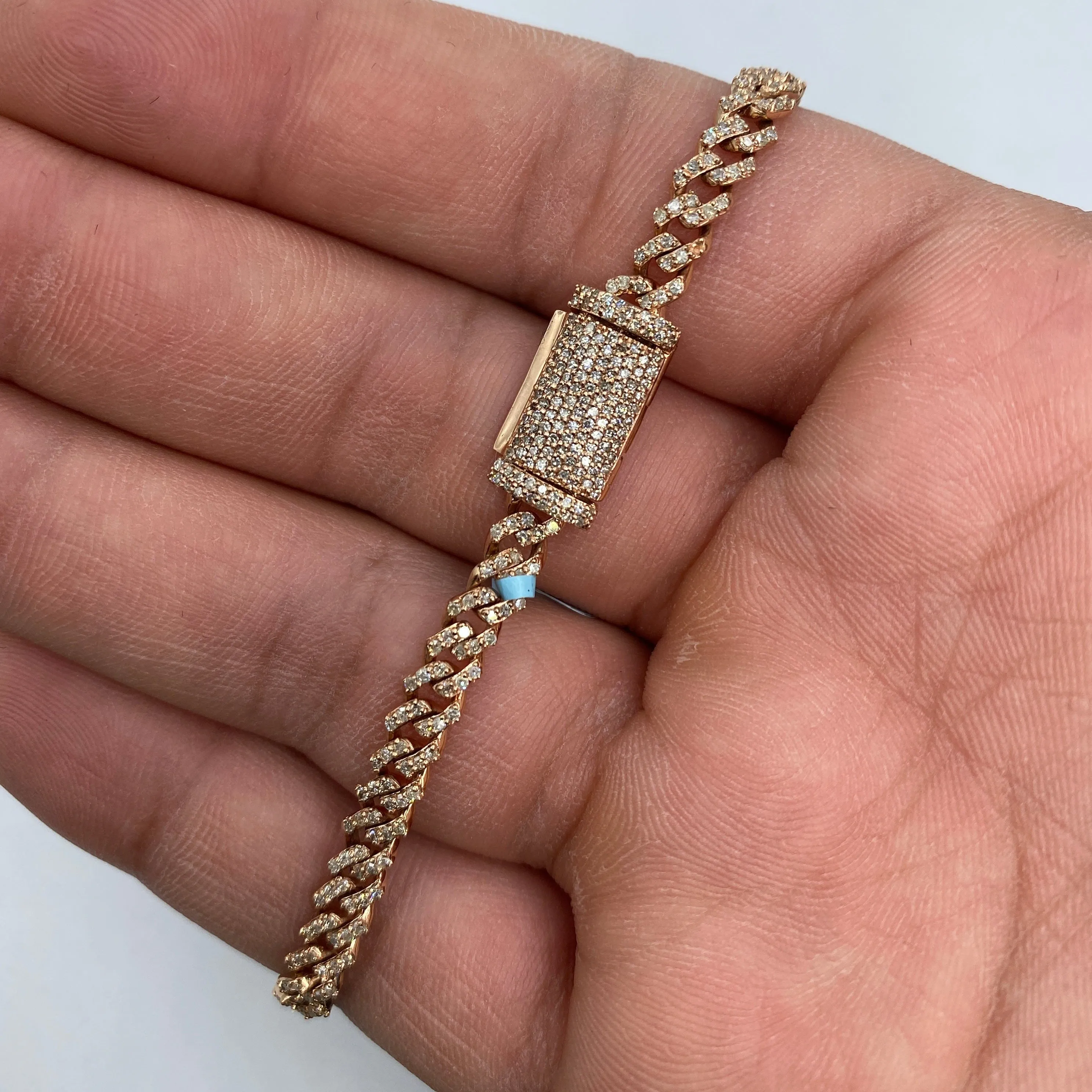 14K 5MM Cuban Link Diamond Bracelet 7-8"