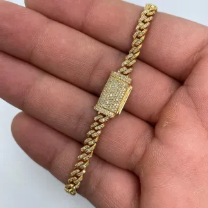 14K 5MM Cuban Link Diamond Bracelet 7-8"