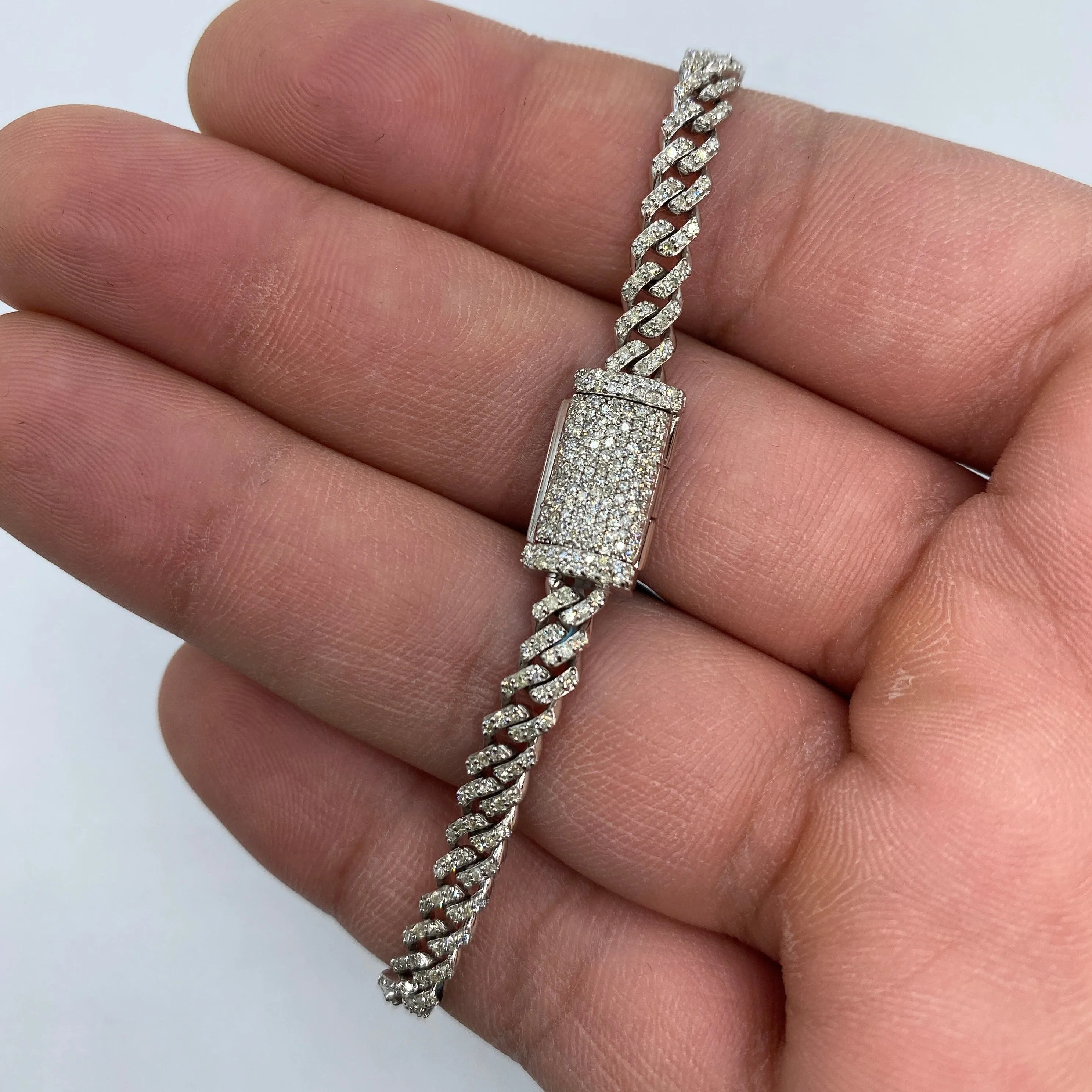 14K 5MM Cuban Link Diamond Bracelet 7-8"