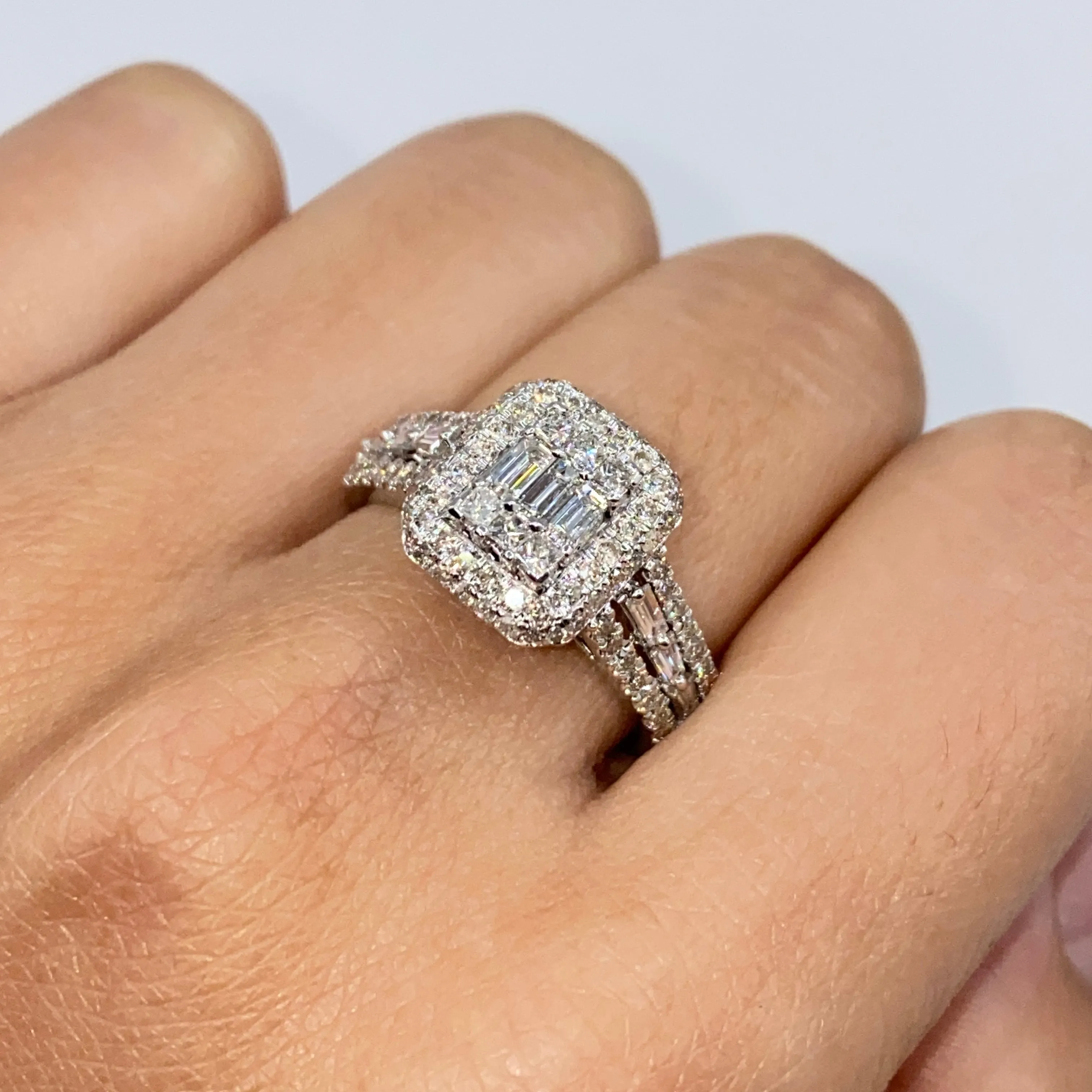 14K Athena Rectangle Diamond Engagement Ring