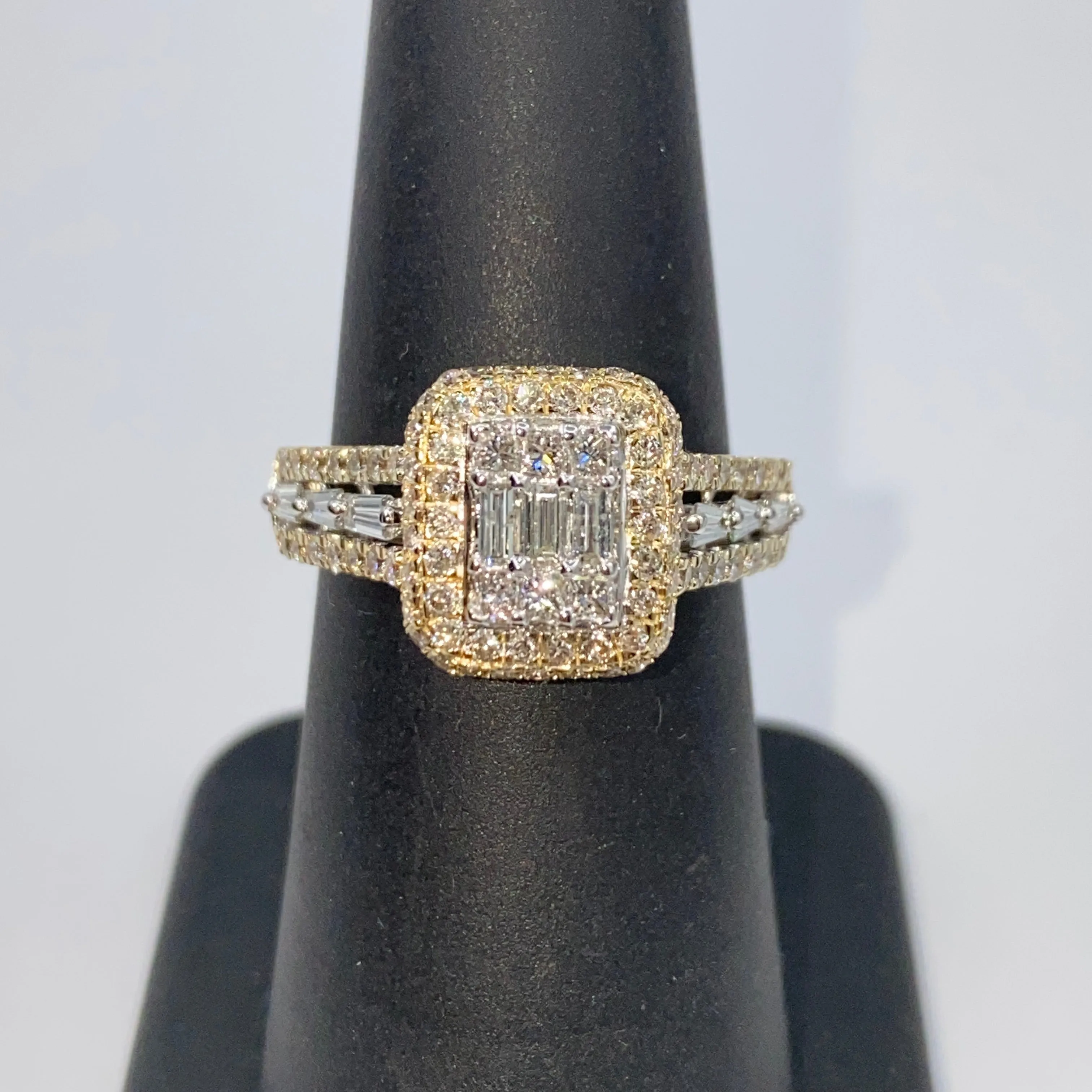 14K Athena Rectangle Diamond Engagement Ring