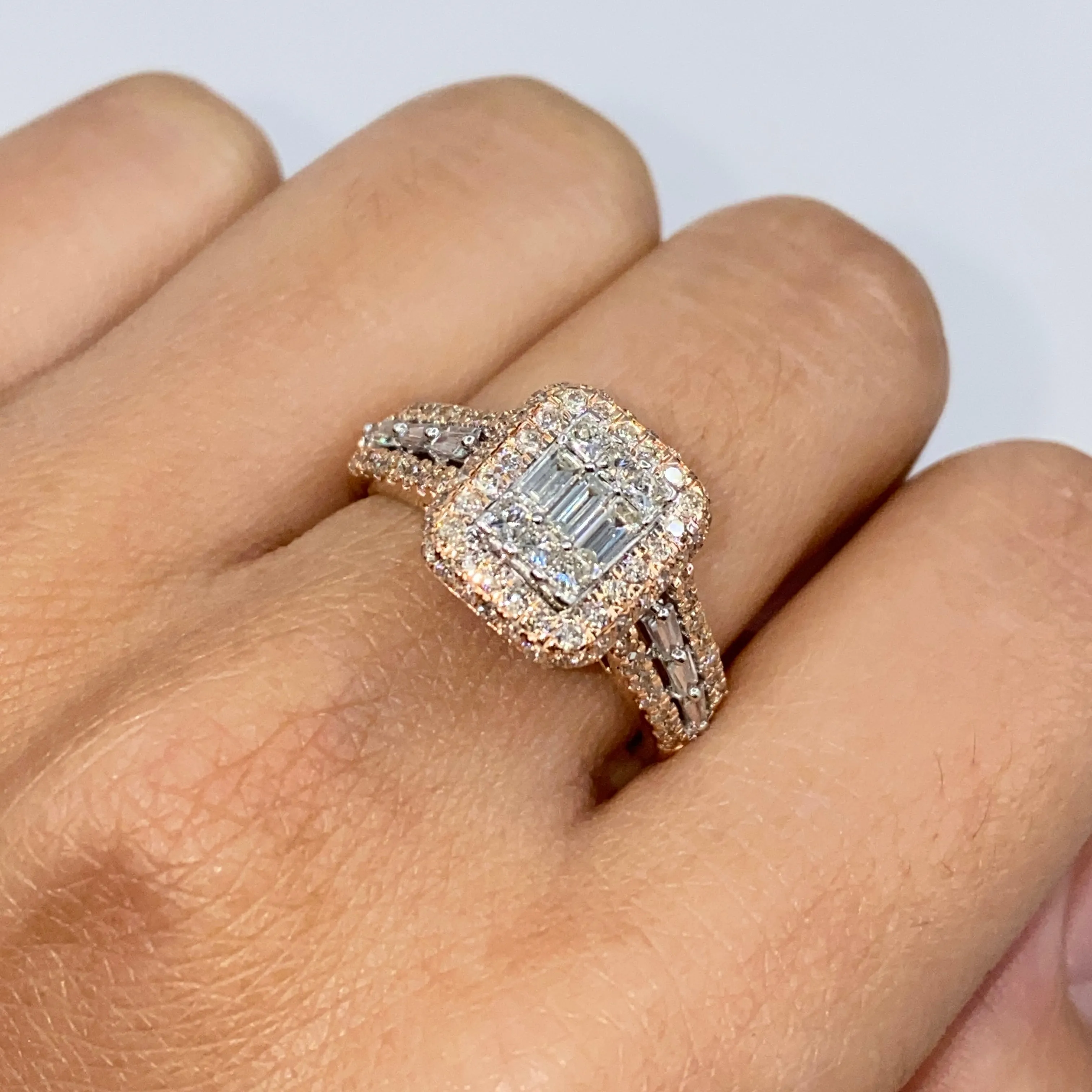 14K Athena Rectangle Diamond Engagement Ring