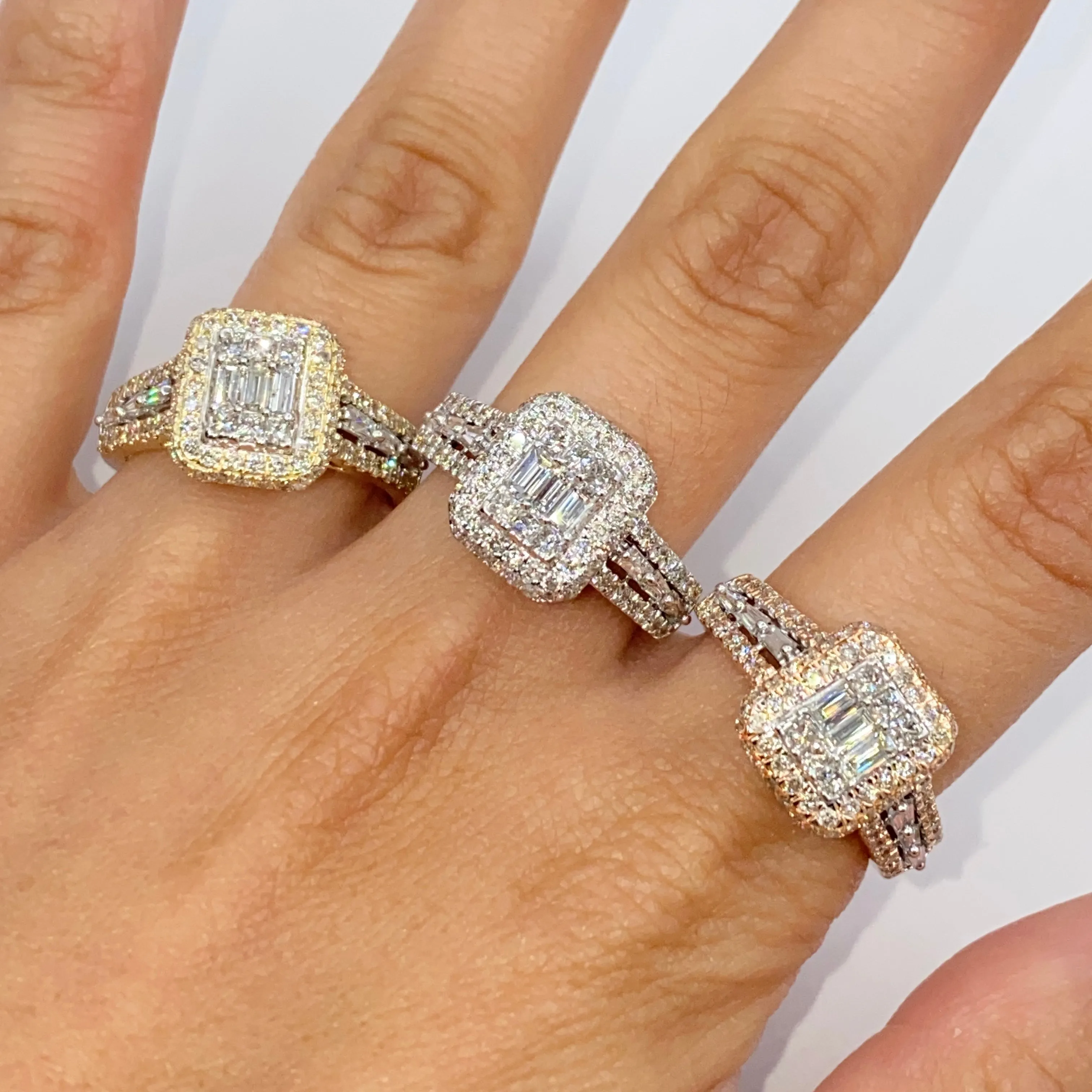 14K Athena Rectangle Diamond Engagement Ring