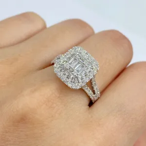 14K Cake Square Diamond Baguette Ring