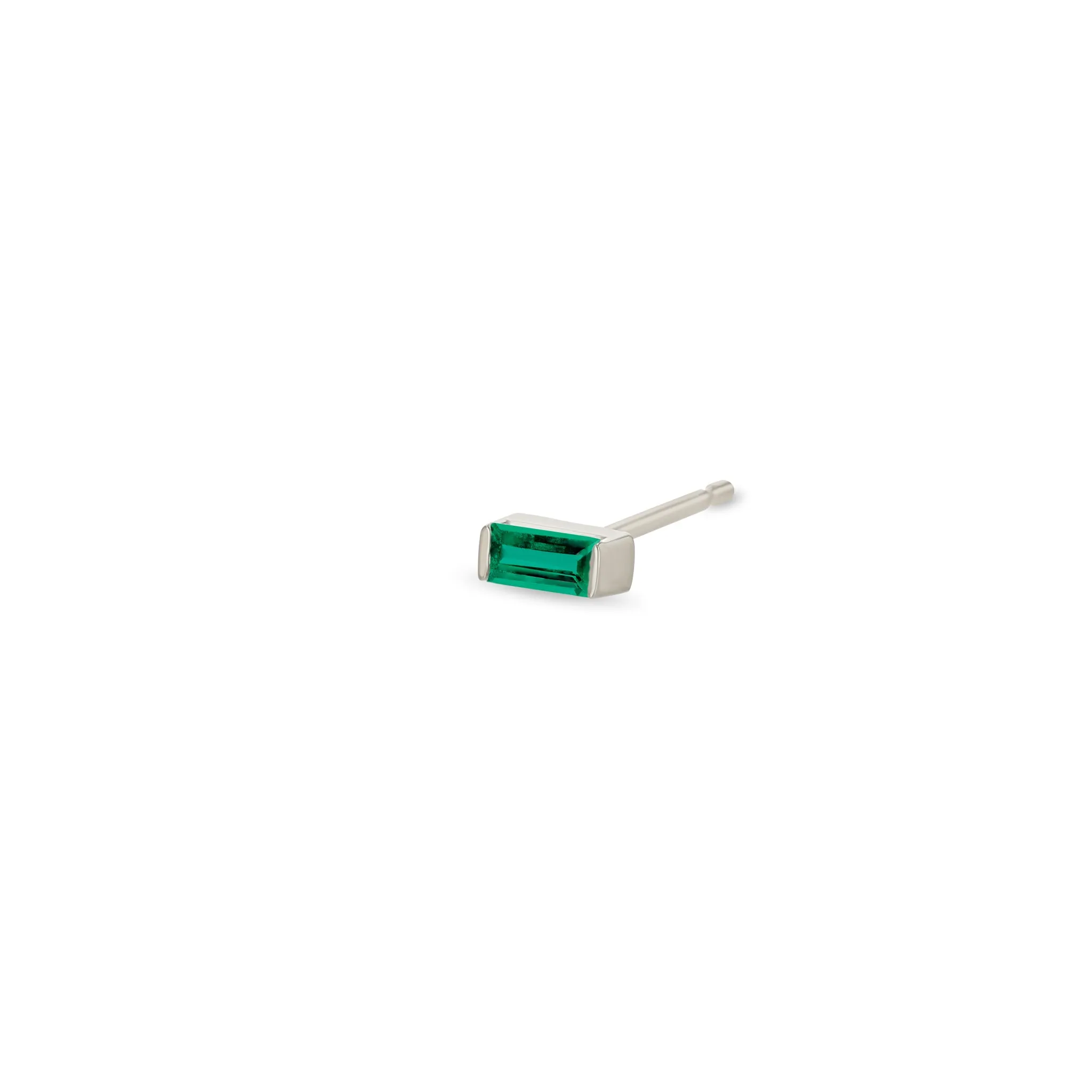 14k Emerald Baguette Studs | May Birthstone