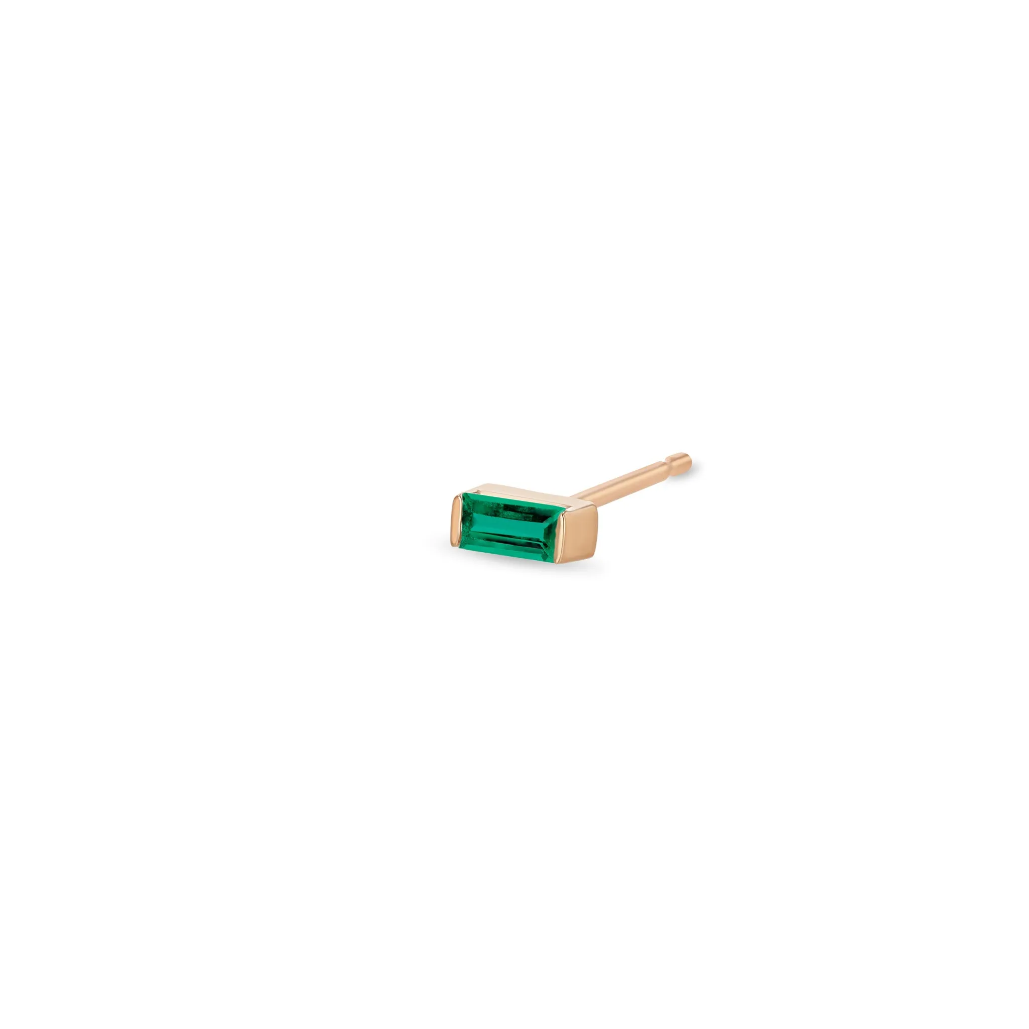 14k Emerald Baguette Studs | May Birthstone