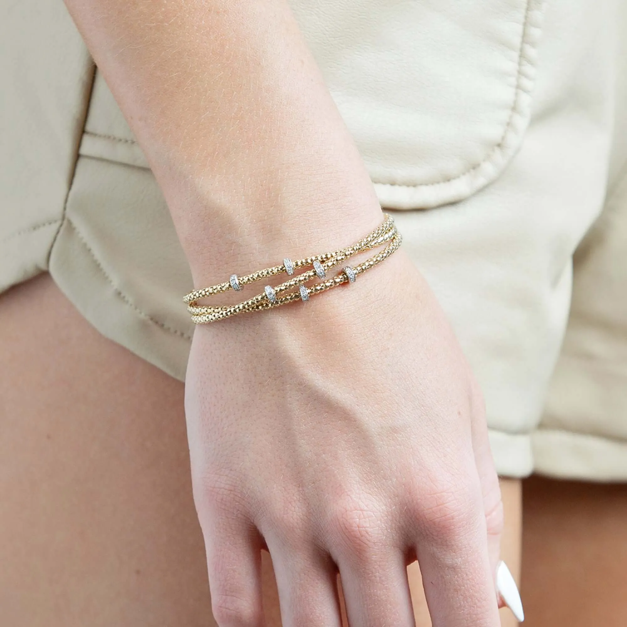 14K Gold & Diamond Prosecco Crossover Bracelet