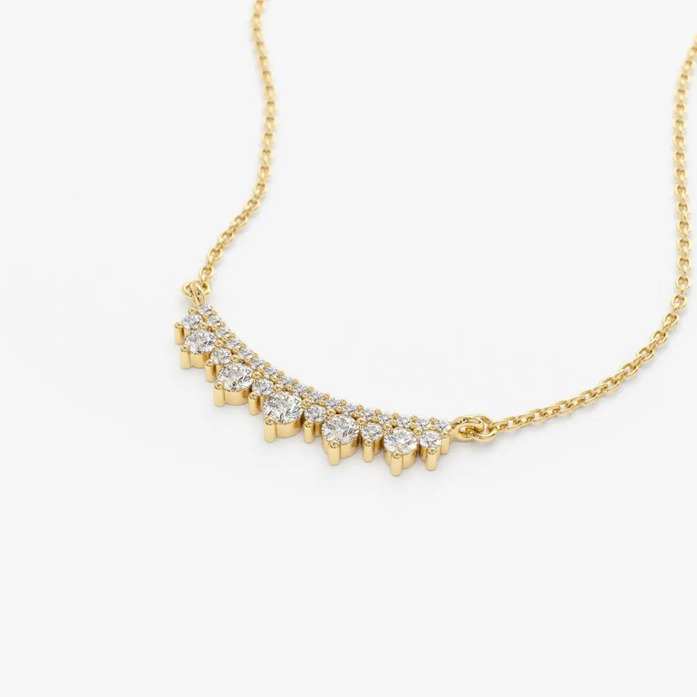 14K Gold Curved Bar Diamond Necklace