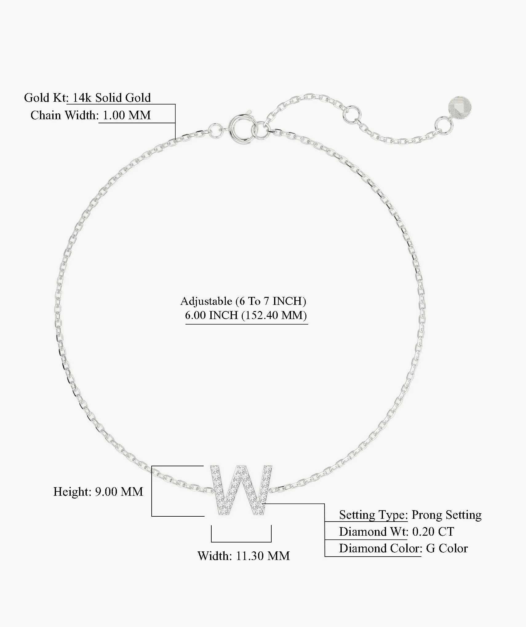 14K Gold Custom Letter Initial Bracelet