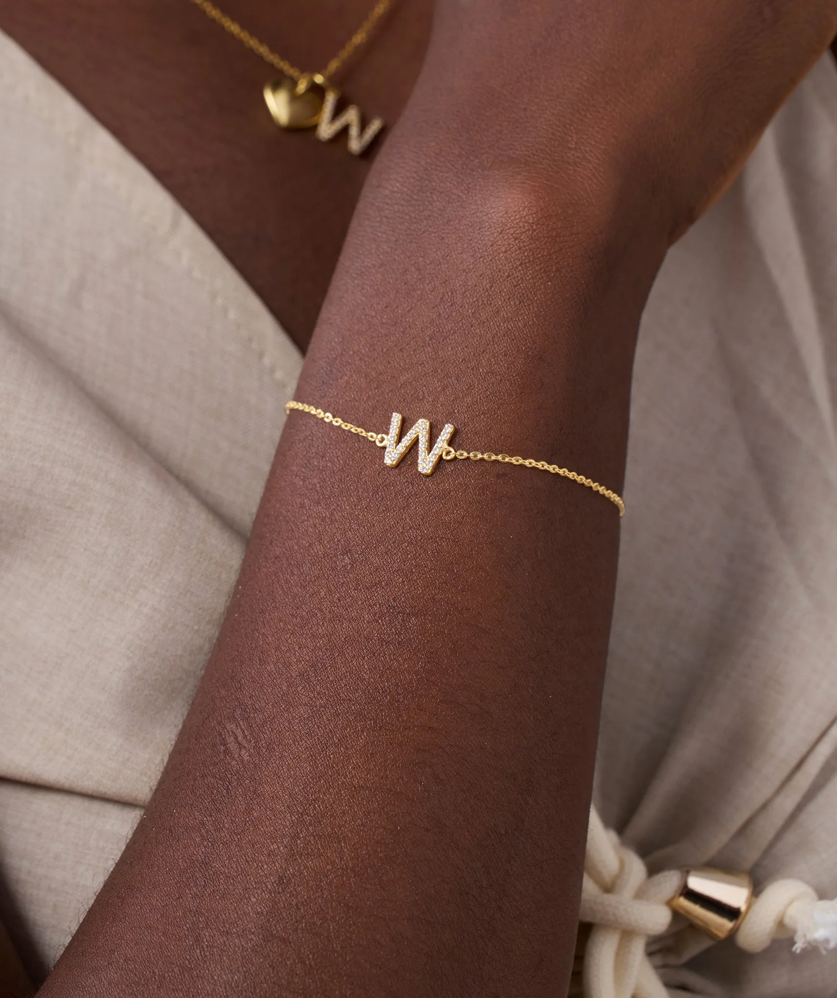 14K Gold Custom Letter Initial Bracelet