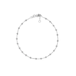 14K Gold Diamond Cut Bead Station Bracelet