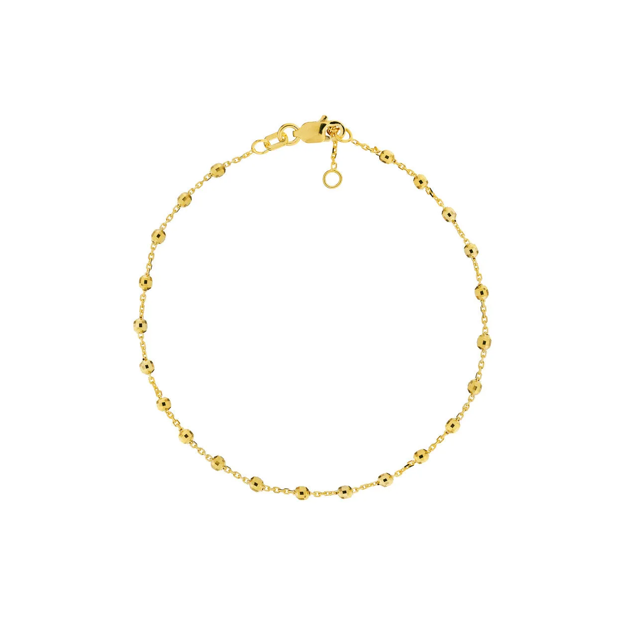 14K Gold Diamond Cut Bead Station Bracelet