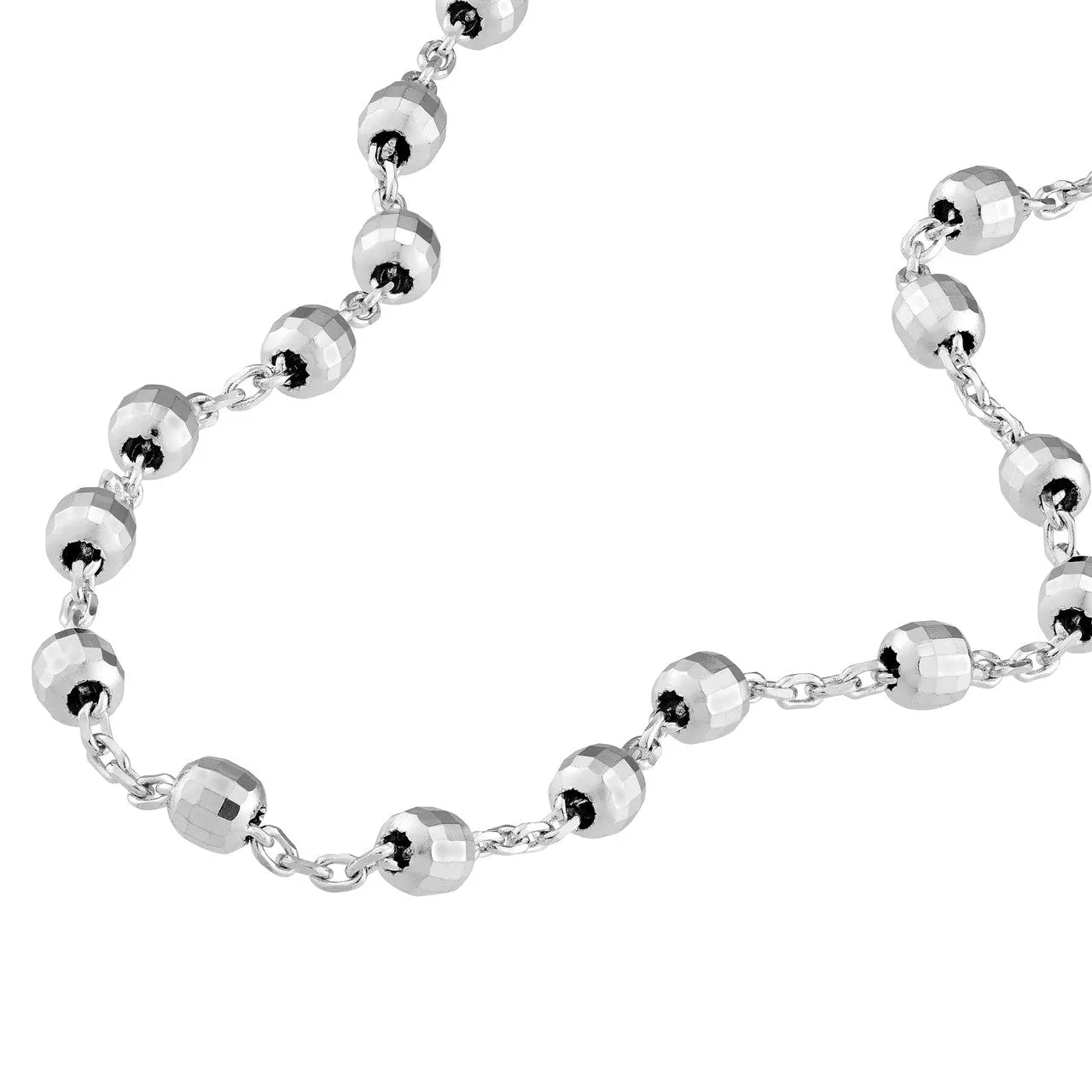 14K Gold Diamond Cut Bead Station Bracelet