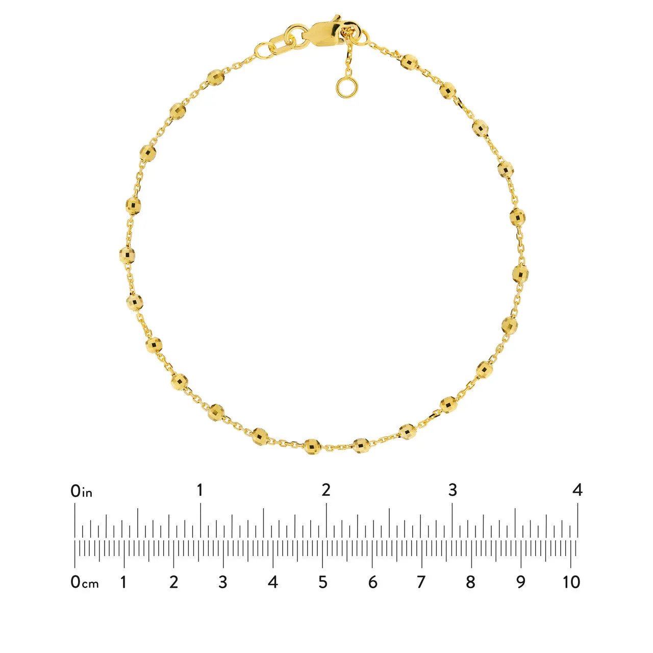 14K Gold Diamond Cut Bead Station Bracelet