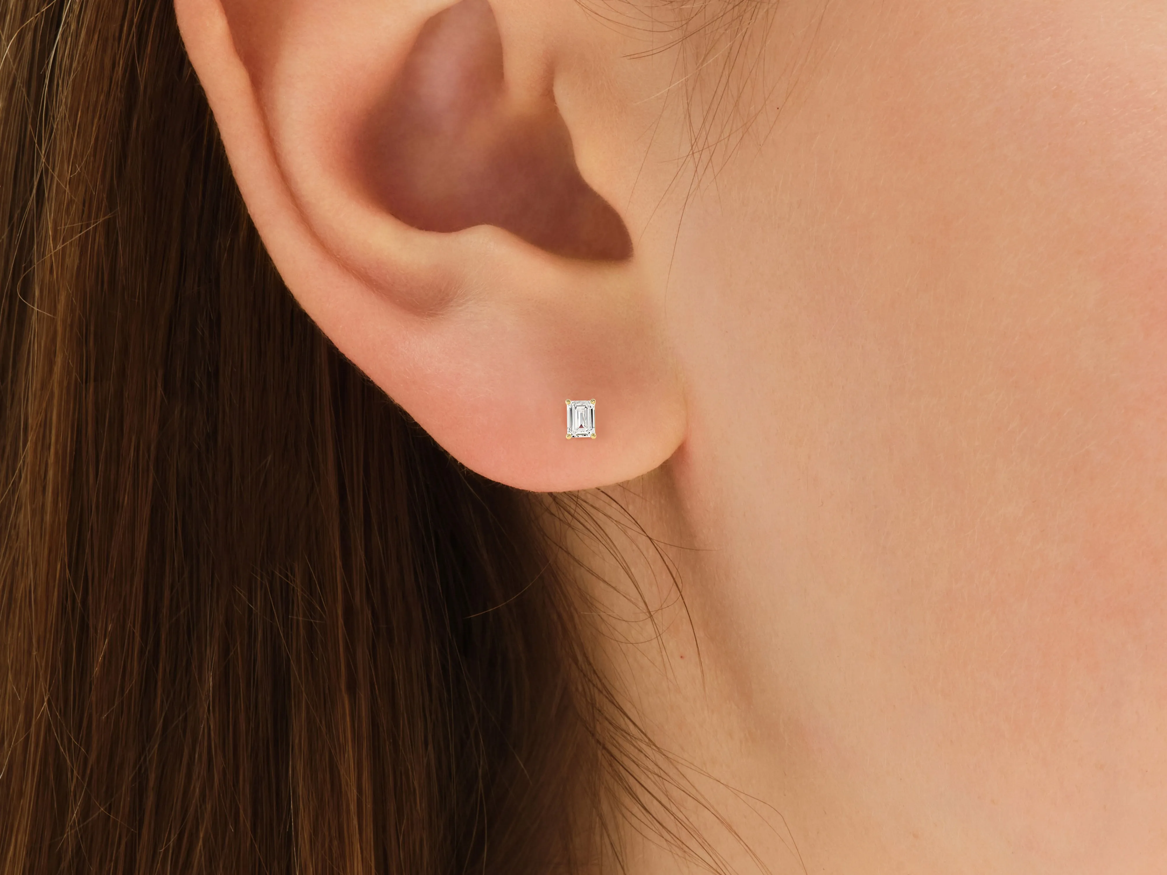 14k Gold Emerald Cut Moissanite Stud Earrings (0.25 ct tw)