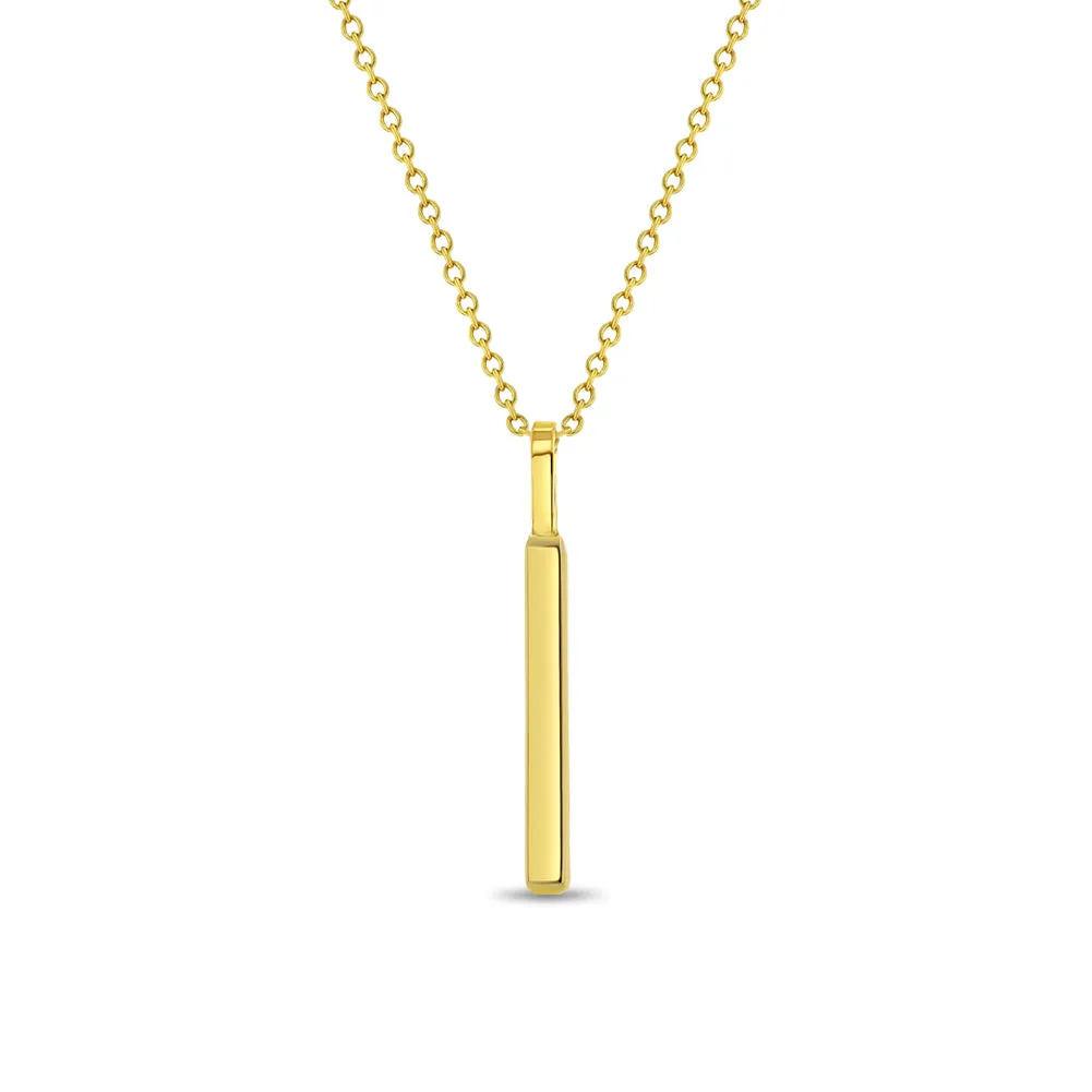 14k Gold Engravable Bar Women's Pendant/Necklace 16"-18"