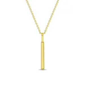 14k Gold Engravable Bar Women's Pendant/Necklace 16"-18"