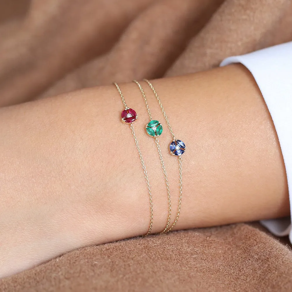 14K Gold Marquise Ruby Cluster Bracelet