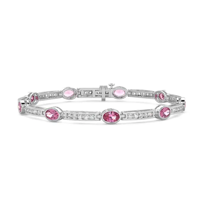 14k Gold Pink Sapphire Round Diamond Bracelet (5.85.cts.tw)