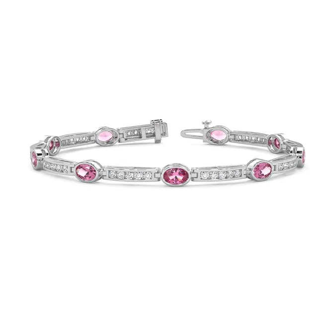 14k Gold Pink Sapphire Round Diamond Bracelet (5.85.cts.tw)