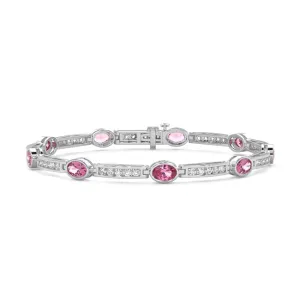 14k Gold Pink Sapphire Round Diamond Bracelet (5.85.cts.tw)