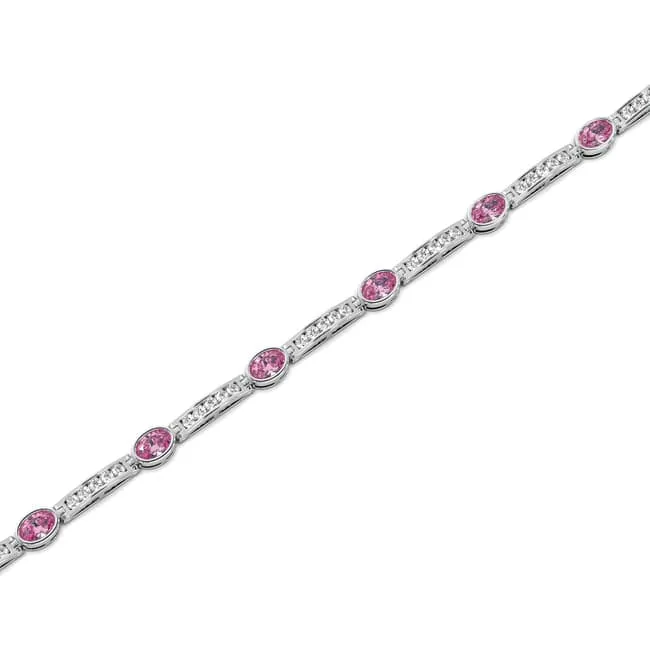 14k Gold Pink Sapphire Round Diamond Bracelet (5.85.cts.tw)