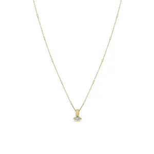 14k Marquise Diamond Bead Pendant Necklace
