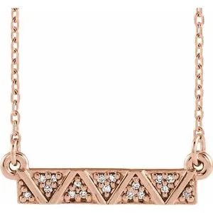 14K Rose .05 CTW Diamond Geometric Bar 16-18" Necklace