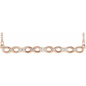 14K Rose .08 CTW Diamond Infinity-Inspired Bar 16-18" Necklace