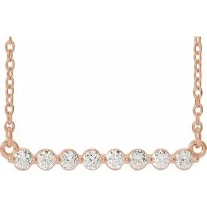 14K Rose 1/4 CTW Natural Diamond Bar 16" Necklace