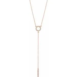 14K Rose 1/6 CTW Diamond Circle 16-18" Bar Y Necklace