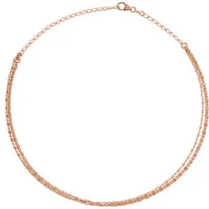14K Rose 3-Strand Bead Chain 13-16" Choker