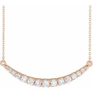 14K Rose 3/4 CTW Lab-Grown Diamond French-Set Bar 18" Necklace