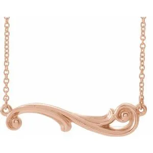 14K Rose Freeform Bar 18" Necklace
