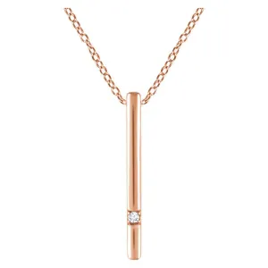14k Rose Gold .015 CT Diamond Bar 16-18" Necklace