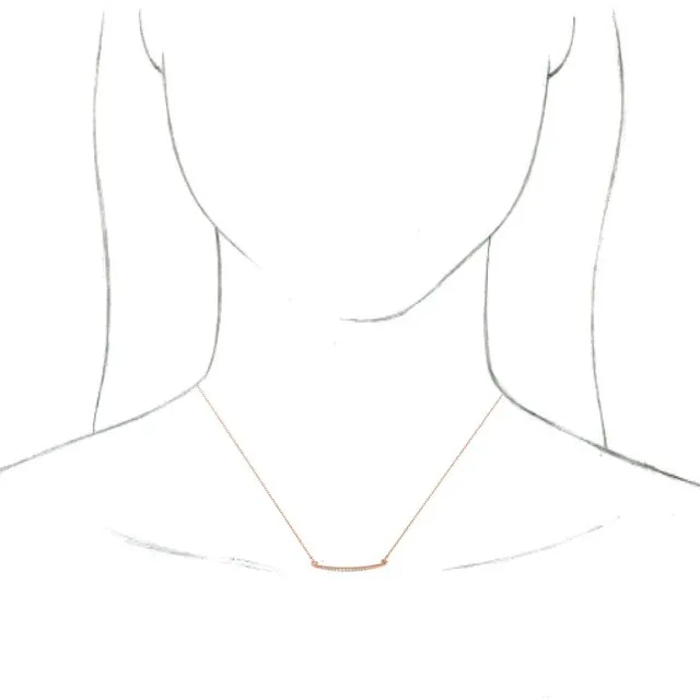 14K Rose Gold .05 CTW Diamond Curved Bar 16-18" Necklace