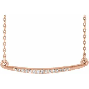 14K Rose Gold .05 CTW Diamond Curved Bar 16-18" Necklace