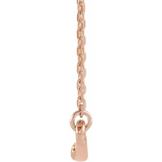 14K Rose Gold .05 CTW Diamond Curved Bar 16-18" Necklace