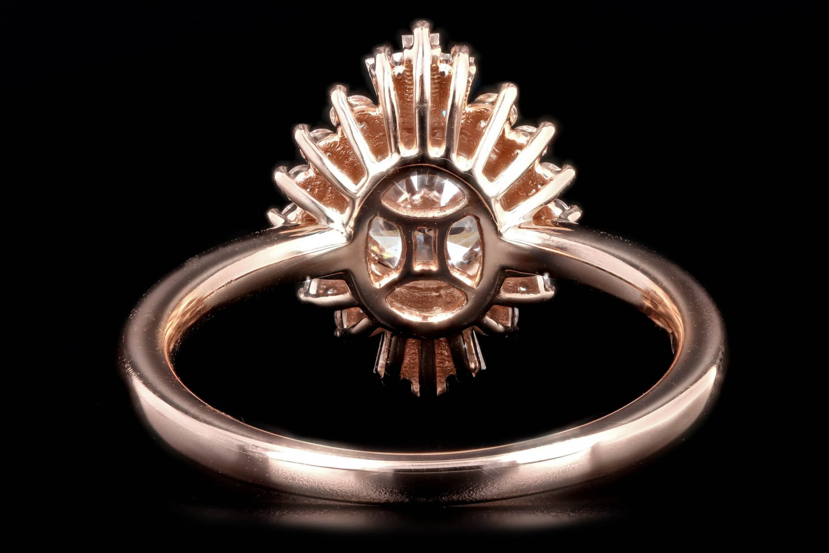 14K Rose Gold 0.63 Carat Round Brilliant Diamond Fan Ballerina Engagement Ring