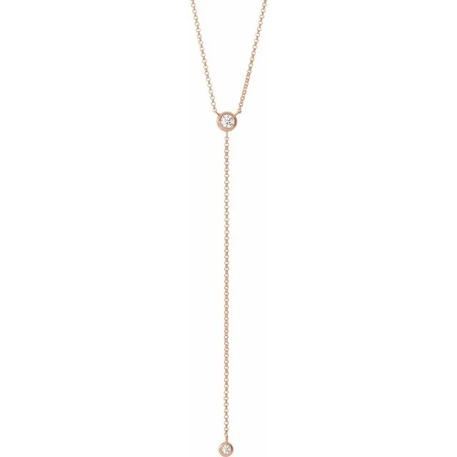 14K Rose Gold 1/5 CTW Natural Diamond Bar Y 15-17" Necklace