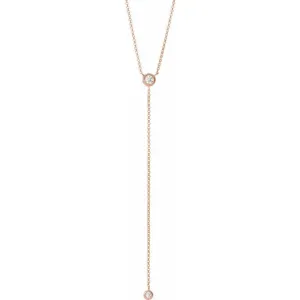 14K Rose Gold 1/5 CTW Natural Diamond Bar Y 15-17" Necklace