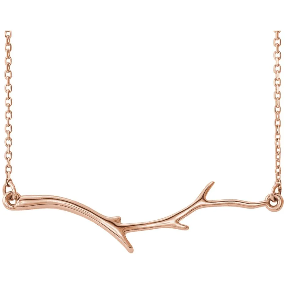 14k Rose Gold Branch Bar 16-18" Necklace