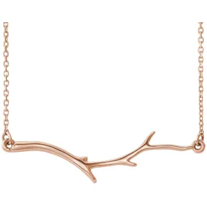 14k Rose Gold Branch Bar 16-18" Necklace