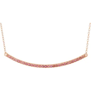 14k Rose Gold Pink Sapphire Bar 16-18" Necklace