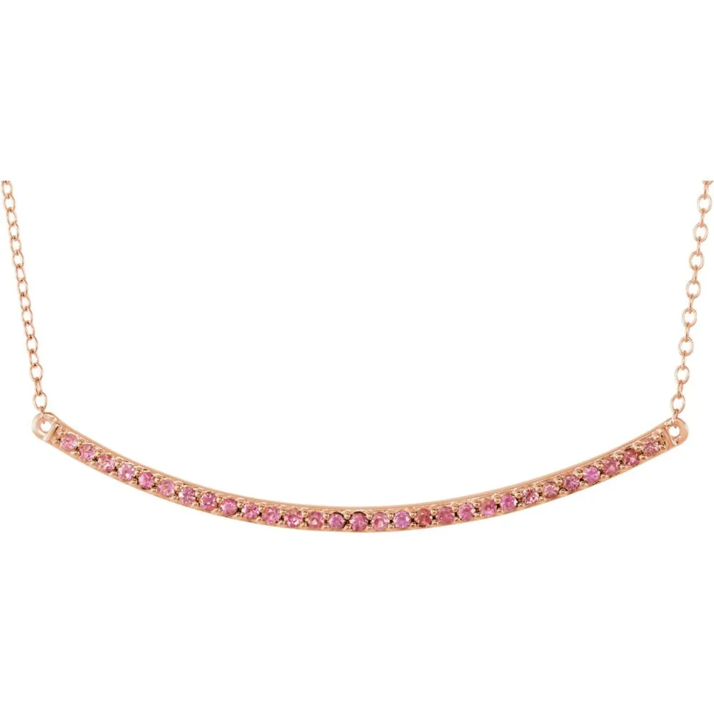 14k Rose Gold Pink Sapphire Bar 16-18" Necklace
