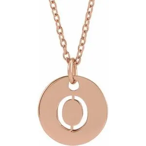 14K Rose Initial O 16-18" Necklace
